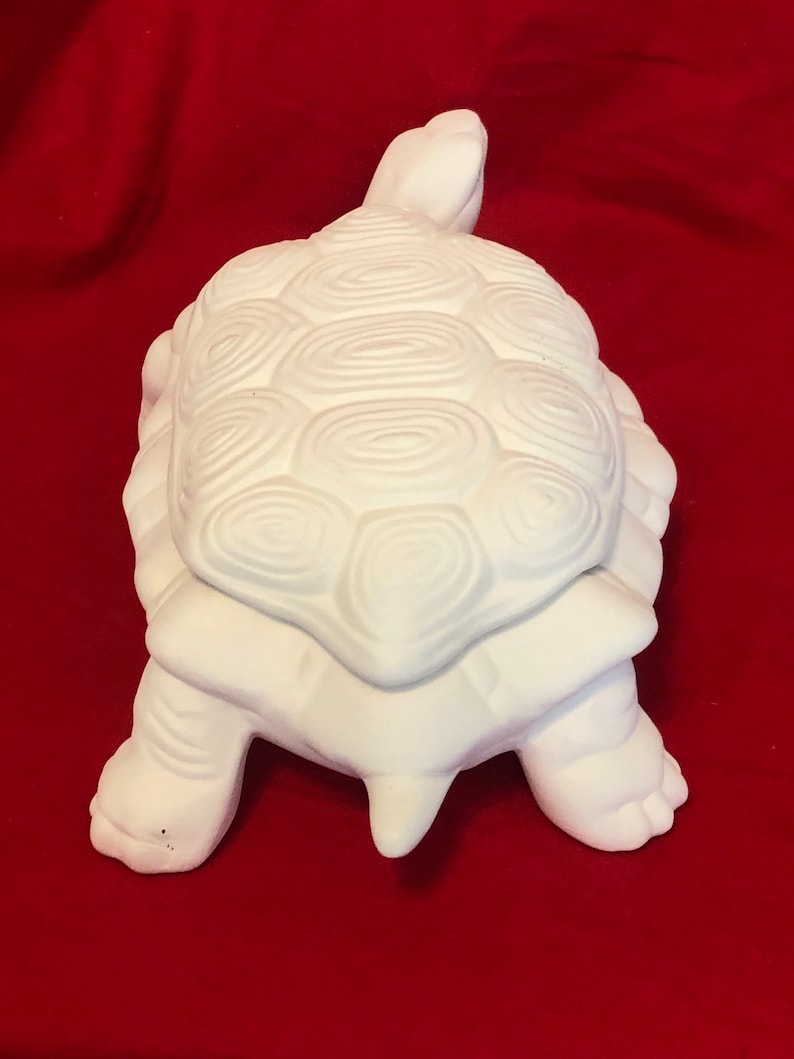 Handmade Ceramic Turtle Jewelry and Candy Dish Ceramic Bisque Turtle Trinket Dish Turtle Sculpture Whimsical Home Decor DIY Turtle image 5