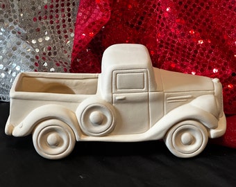 Ready to Paint DIY - Jalopy Pickup - Handcrafted Ceramic Bisque - Truck Figurine by jmdceramicsart