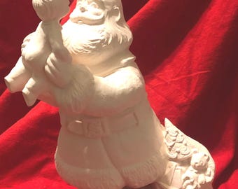 Ceramic Tradition American Santa Claus holding a child in bisque ready to paint by jmdceramicsart