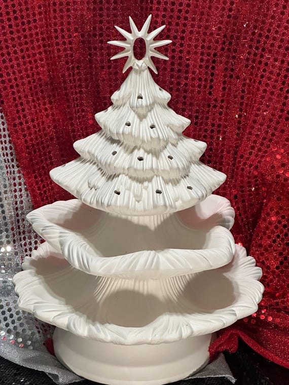 DIY 陶器素焼きクリスマスツリー：塗装済み、高さ 16.5 インチ - Yum