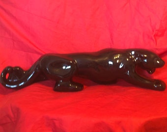 Ceramic Black Gloss Glazed Panther by jmdceramicsart