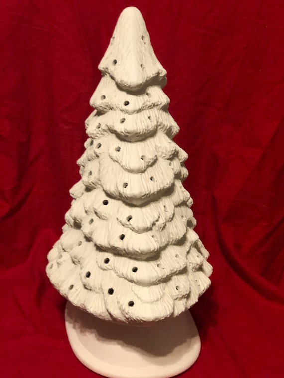 DIY 陶器素焼きクリスマスツリー：手作り、塗装準備完了 (15 インチ x