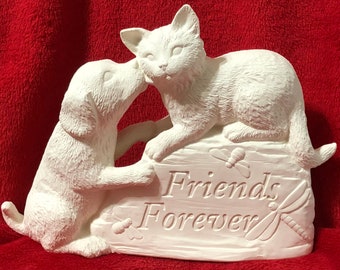DIY Ceramic Bisque Plaque - DIY Handmade Ceramic Sculpture - Pet Home Decor - DIY Cat Statue - Ready-to-Paint Dog Figurine - Yard Art - Gift