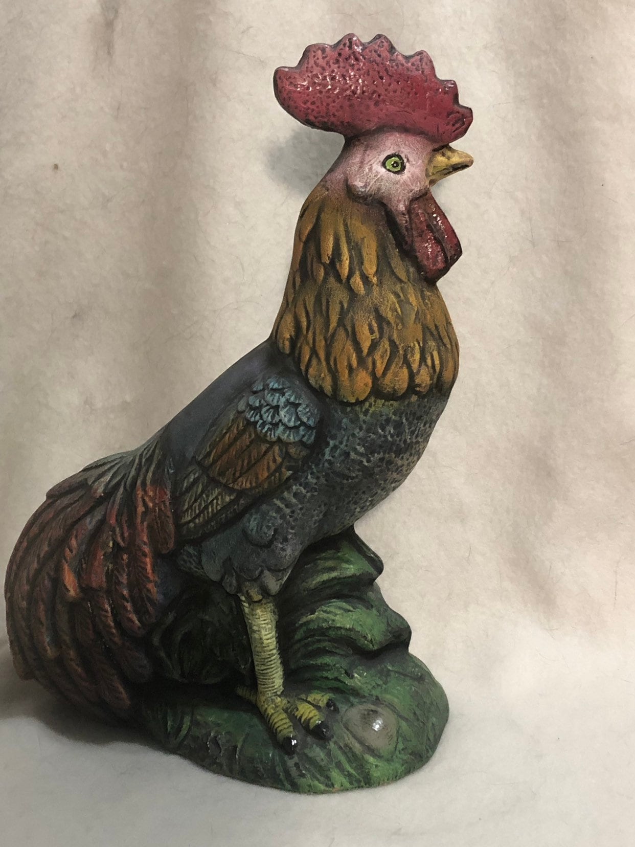 black and white ceramic rooster