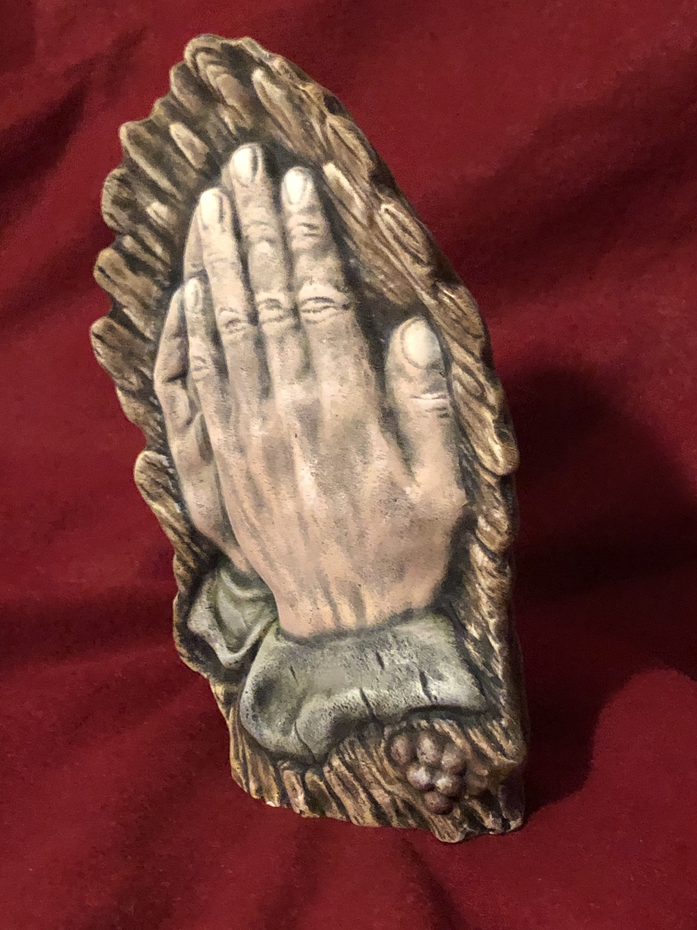 Dry Brushed Ceramic Praying Hands using Mayco Softee Stains