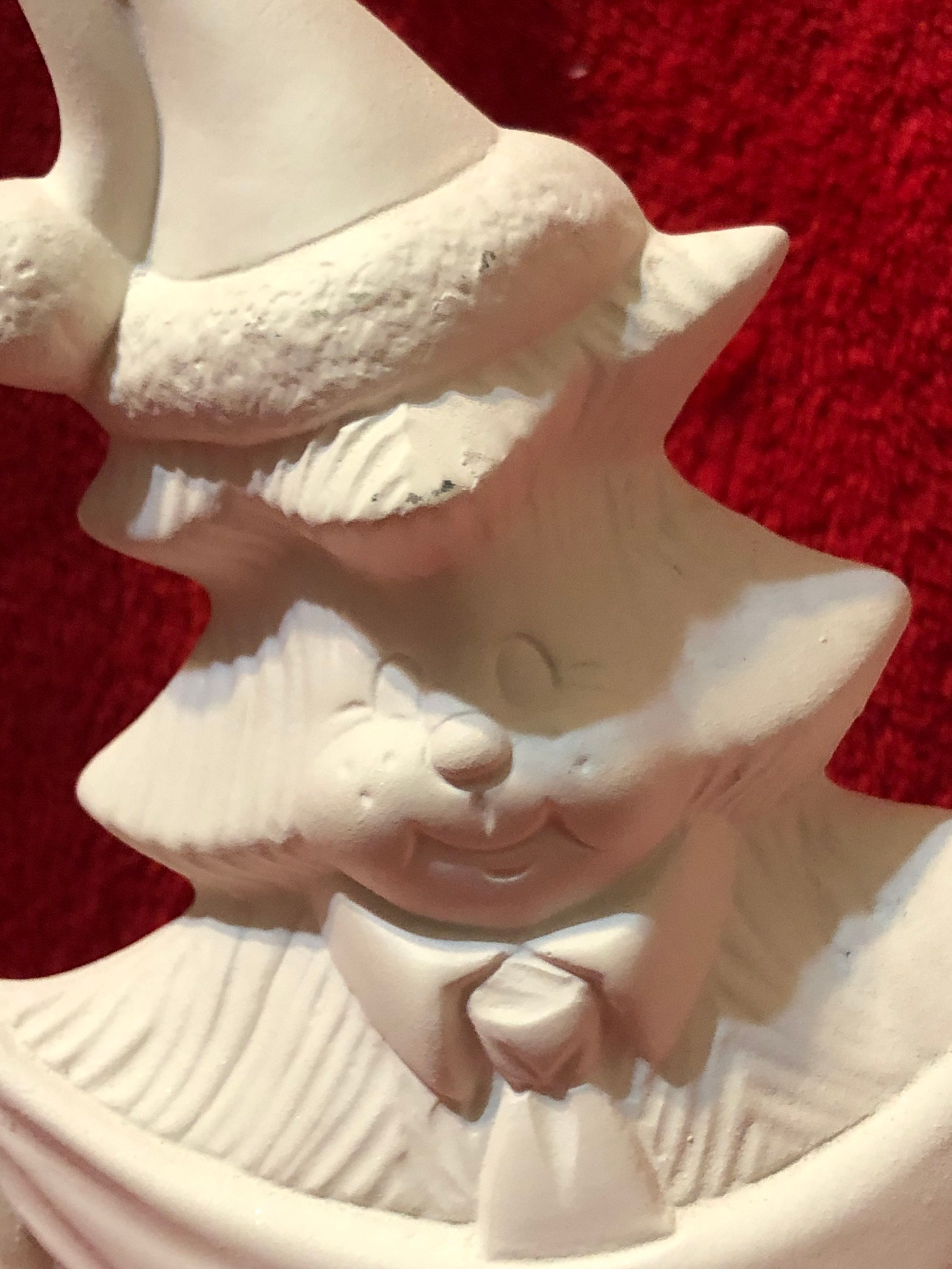 Father Christmas Santa with Tree Ceramic Bisque Ready to Paint Paint your o 