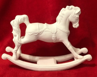 Rare Rocking Horse in ceramic bisque ready to paint by jmdceramicsart