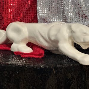 Handmade Ceramic Panther Sculpture - Panther Figurine - Milk Glass Panther - Unique Gift for Panther Lovers - Home and Garden - Unique Gifts