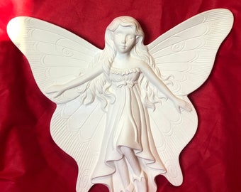Mayco Molds Ceramic wall plaque Fairy in bisque ready to paint by jmdceramicsart
