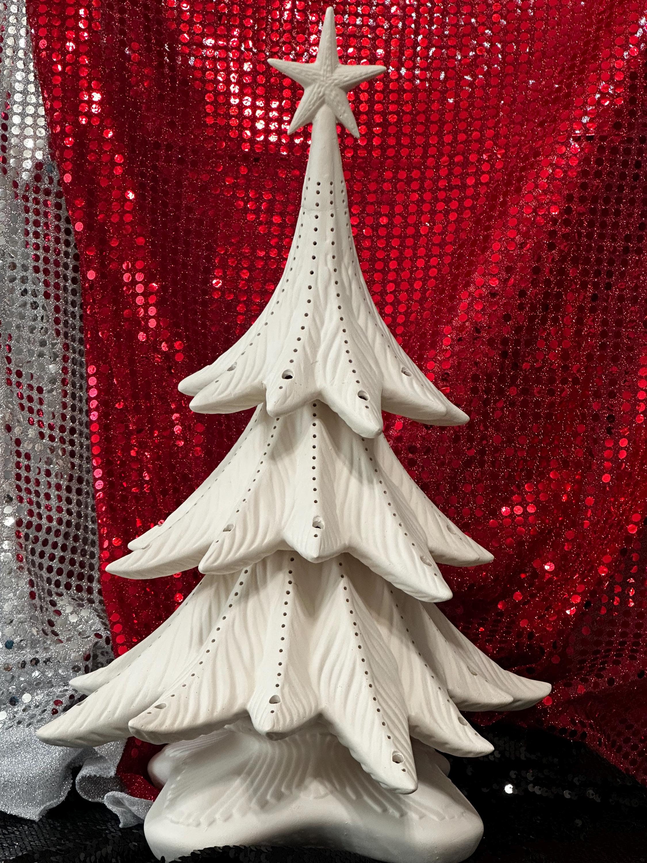 DIY Ceramic Christmas Tree - Handcrafted Ornamented Xmas tree - Festive Home Decor - 4 Piece Skirt Tree with Custom Holes by jmdceramicsart