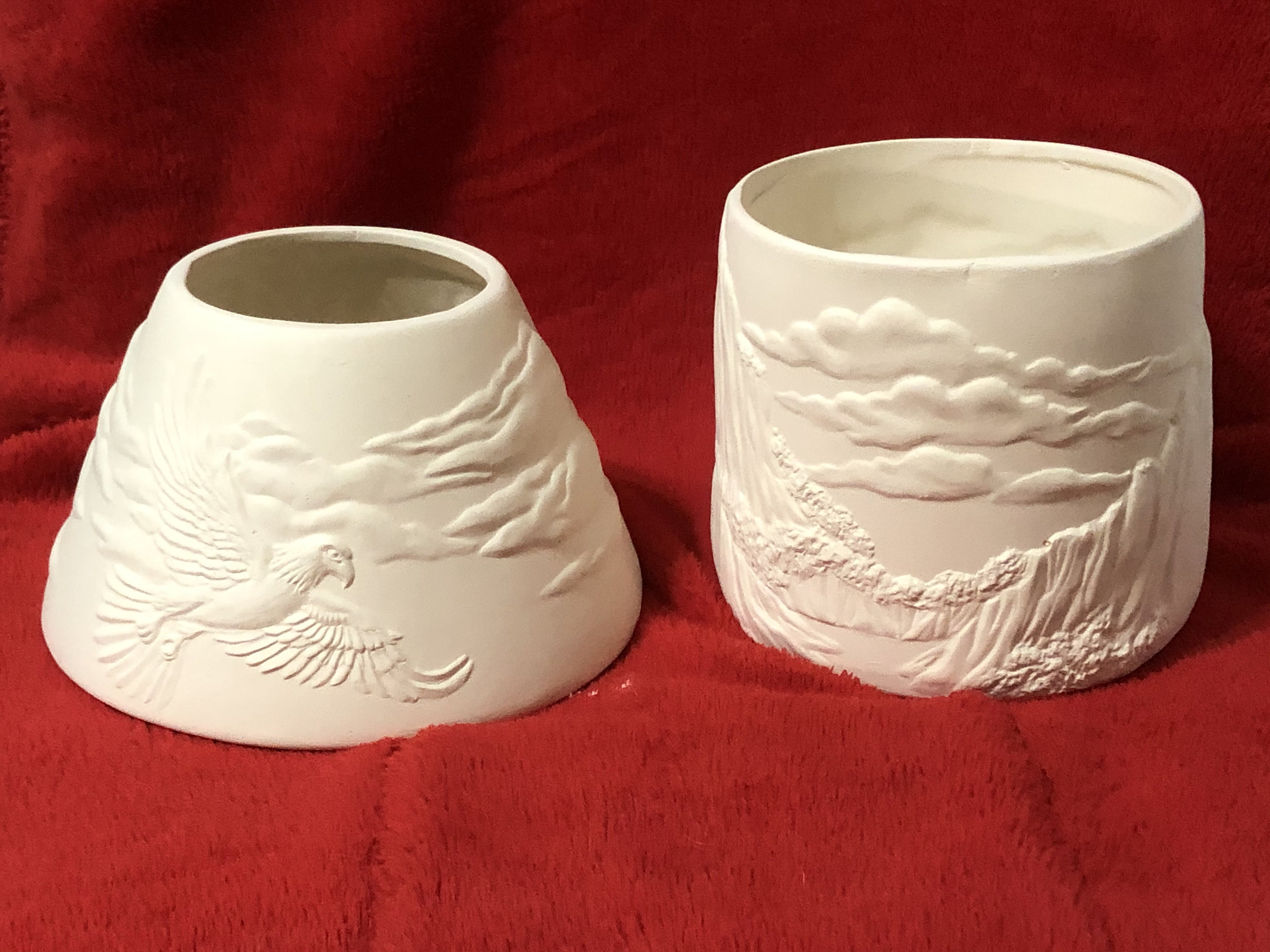 Wild Eagle Scene Candle Holder with Lamp Shade ceramic bisque ready to