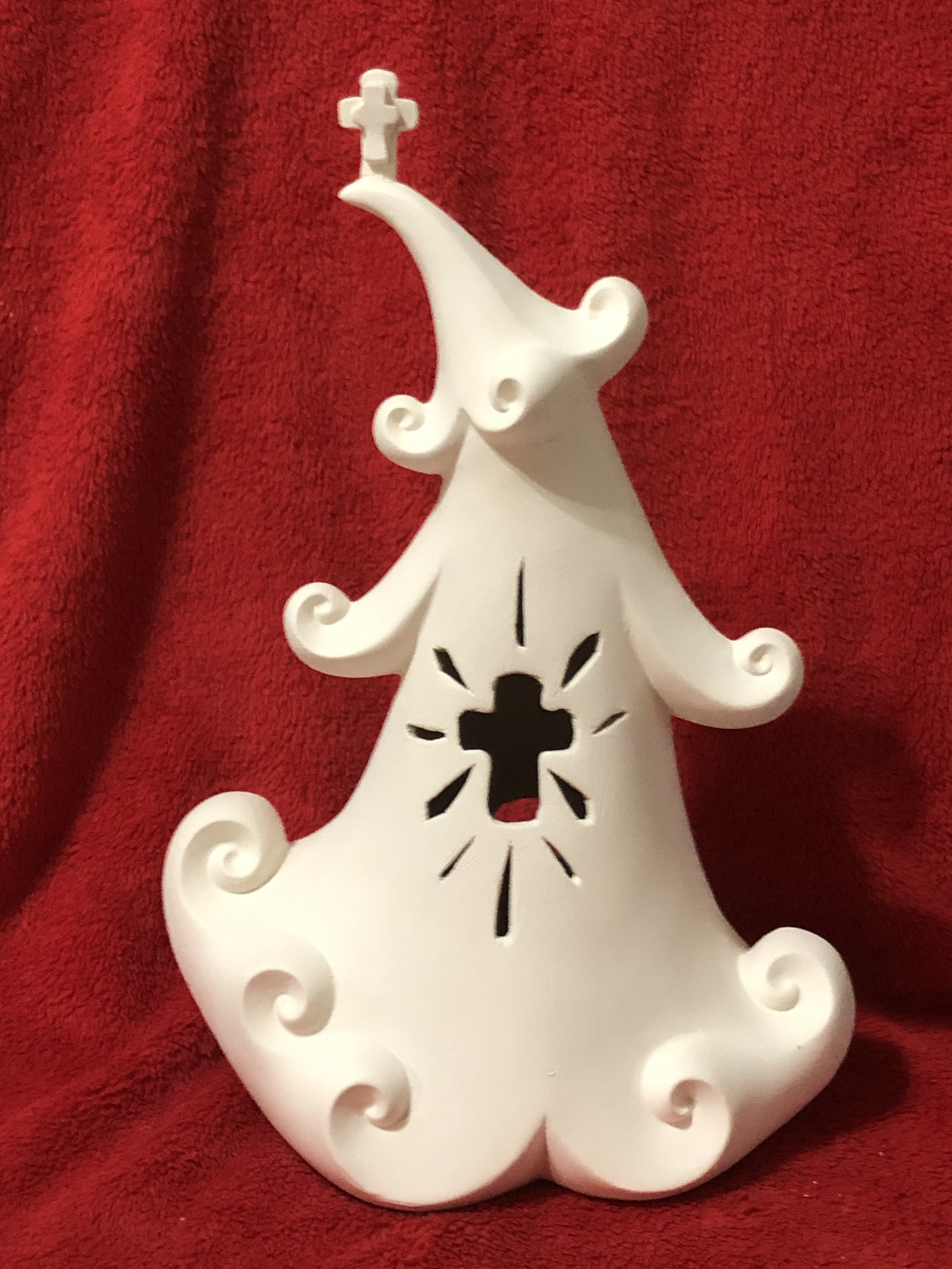 Easter Jolly Tree with crosses and holes for light pack in ceramic