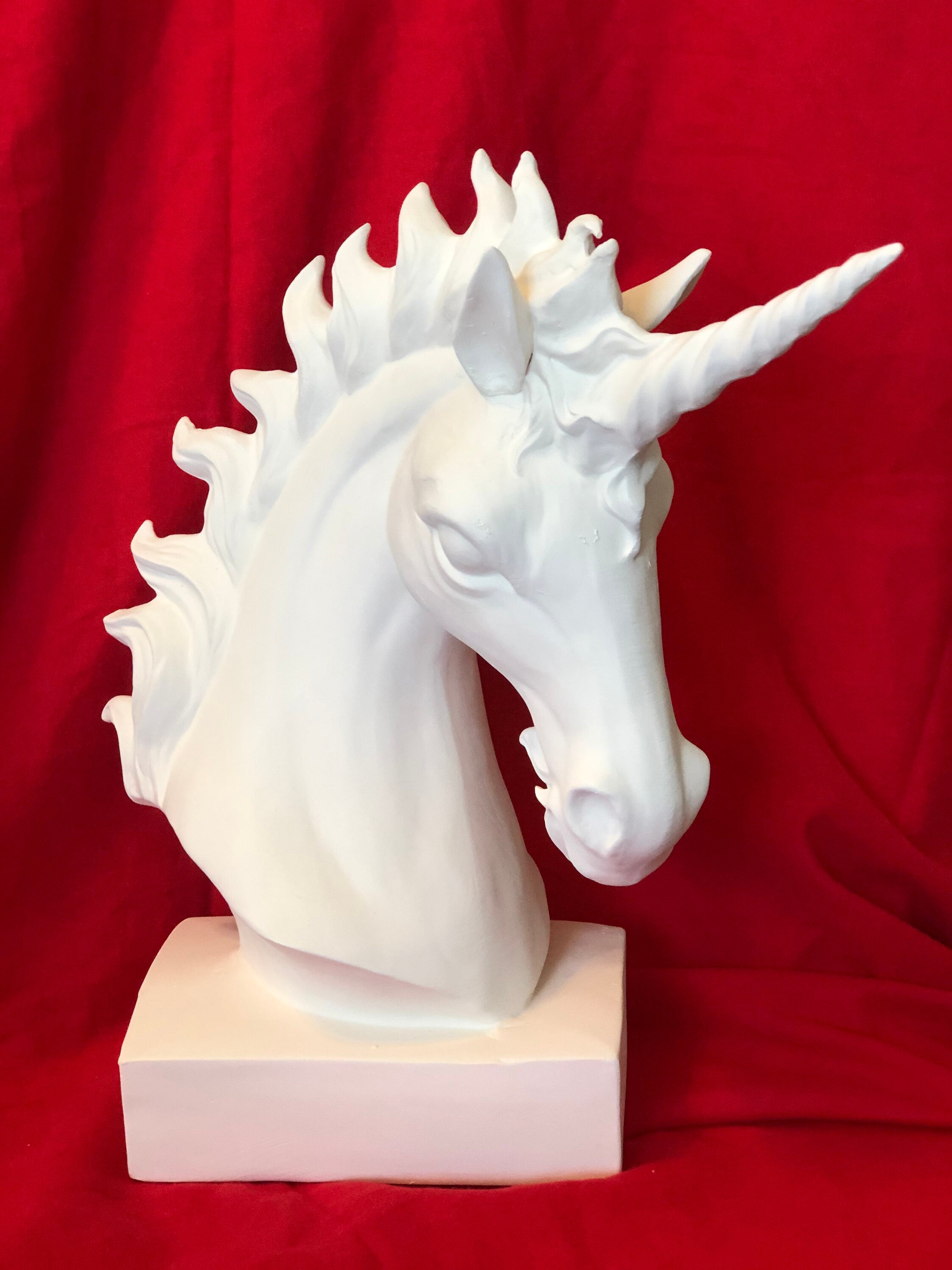 Unicorn Bust in ceramic bisque ready to paint