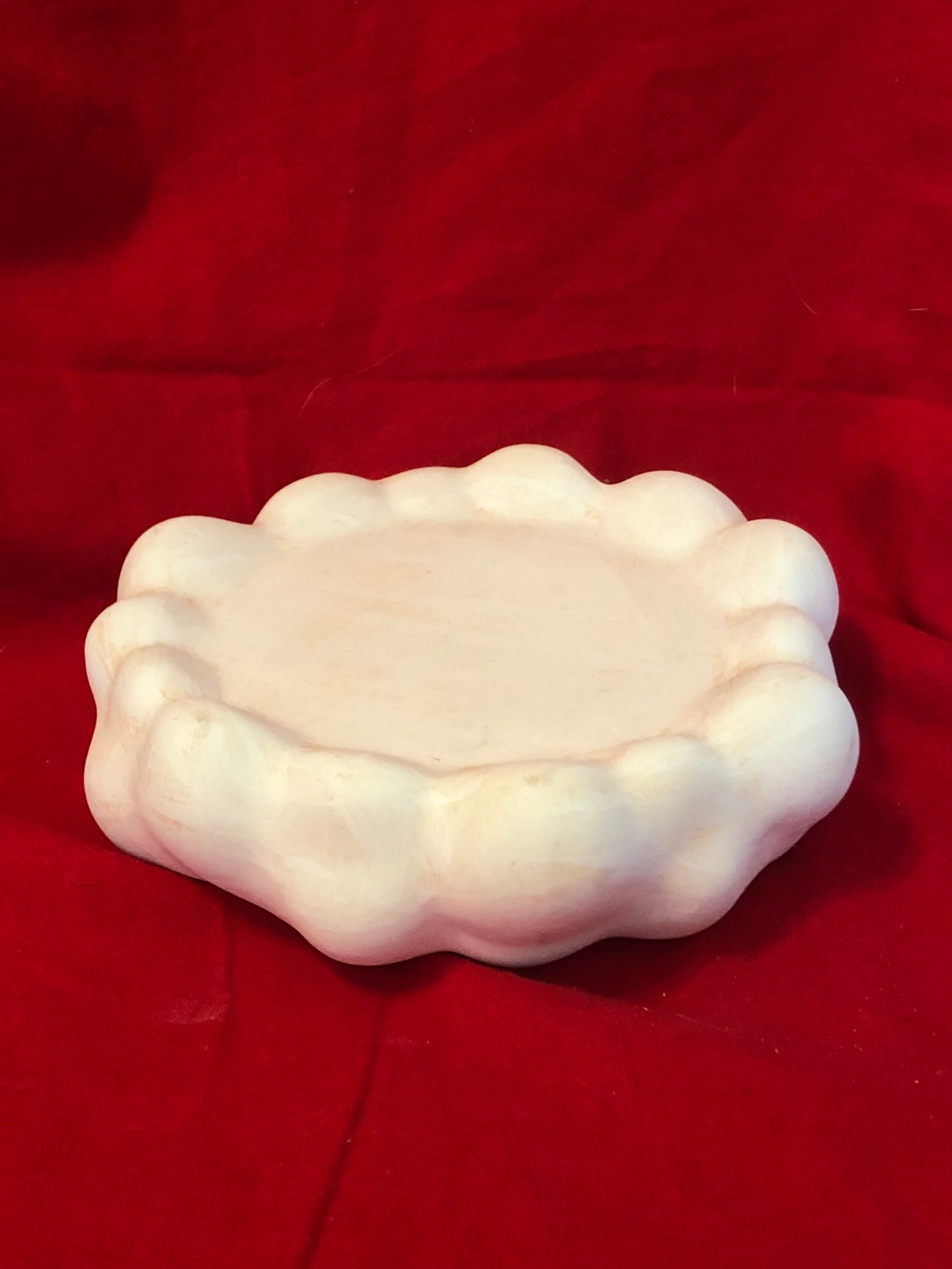 Vintage Round Ceramic Base in bisque ready to paint by jmdceramicsart