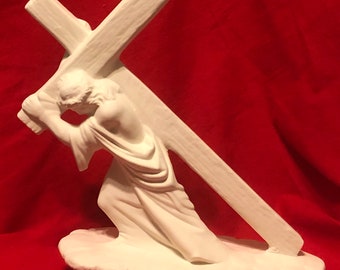 Rare Byron Molds Crucifix in ceramic bisque ready to paint by jmdceramicsart