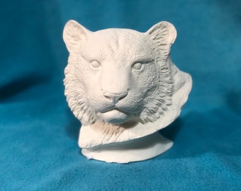 Tiger Bust in ceramic bisque ready to paint