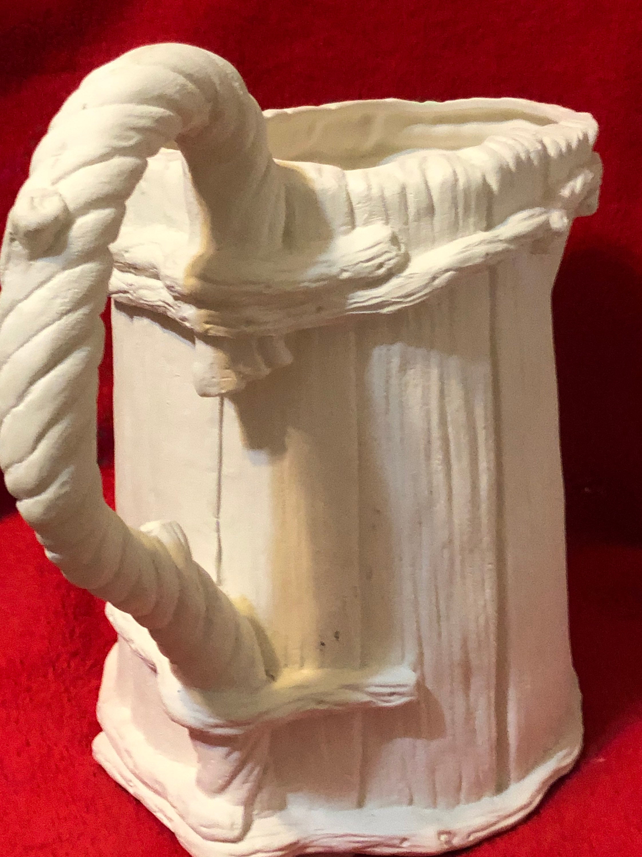 Ceramic driftwood and rope handle Jug in bisque ready to paint