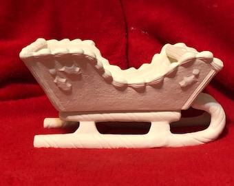 Ceramic Gingerbread Sleigh in bisque ready to paint jmdceramicsart