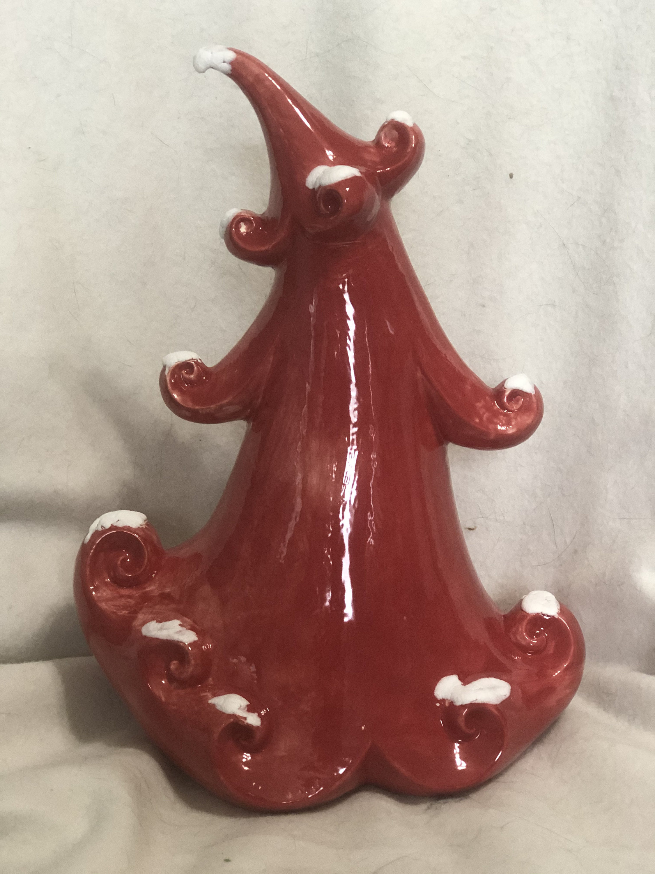 Glazed Red Jolly Christmas Tree with Snow