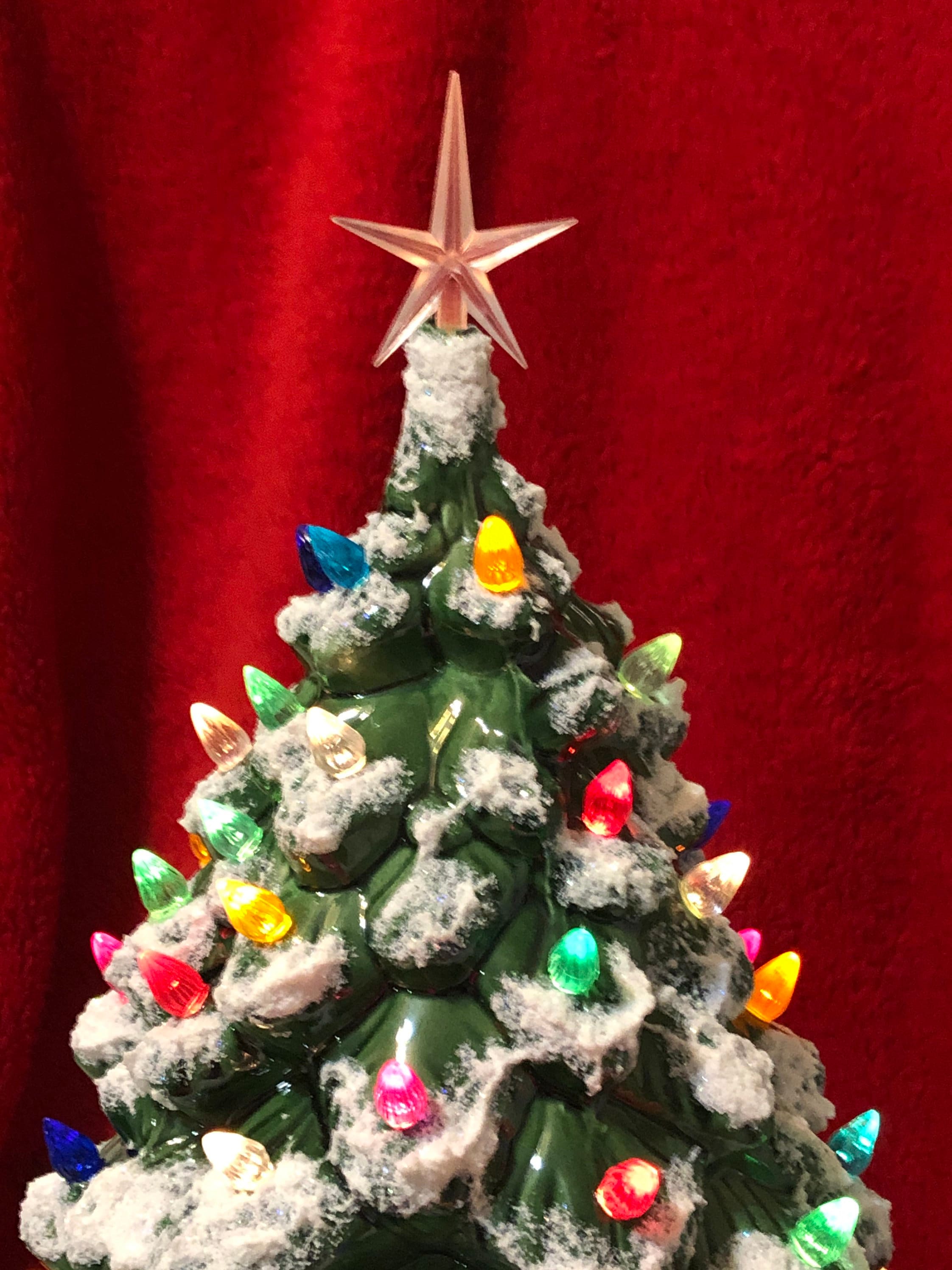 Ceramic Jade Green with Red Fraser Fir Christmas Tree — GrapeVine Ceramics