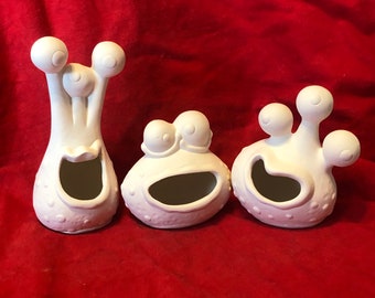 Set of 3 Aliens in ceramic bisque ready to paint by jmdceramicsart