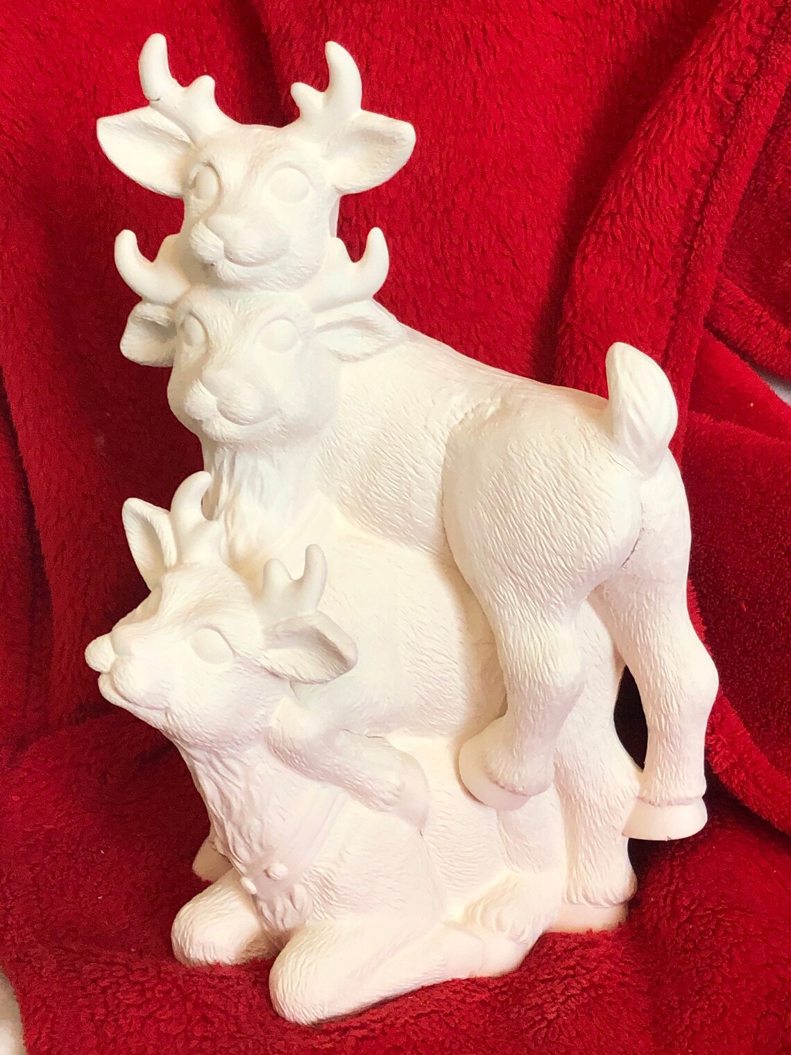 Reindeer Stack in ceramic bisque ready to paint Etsy