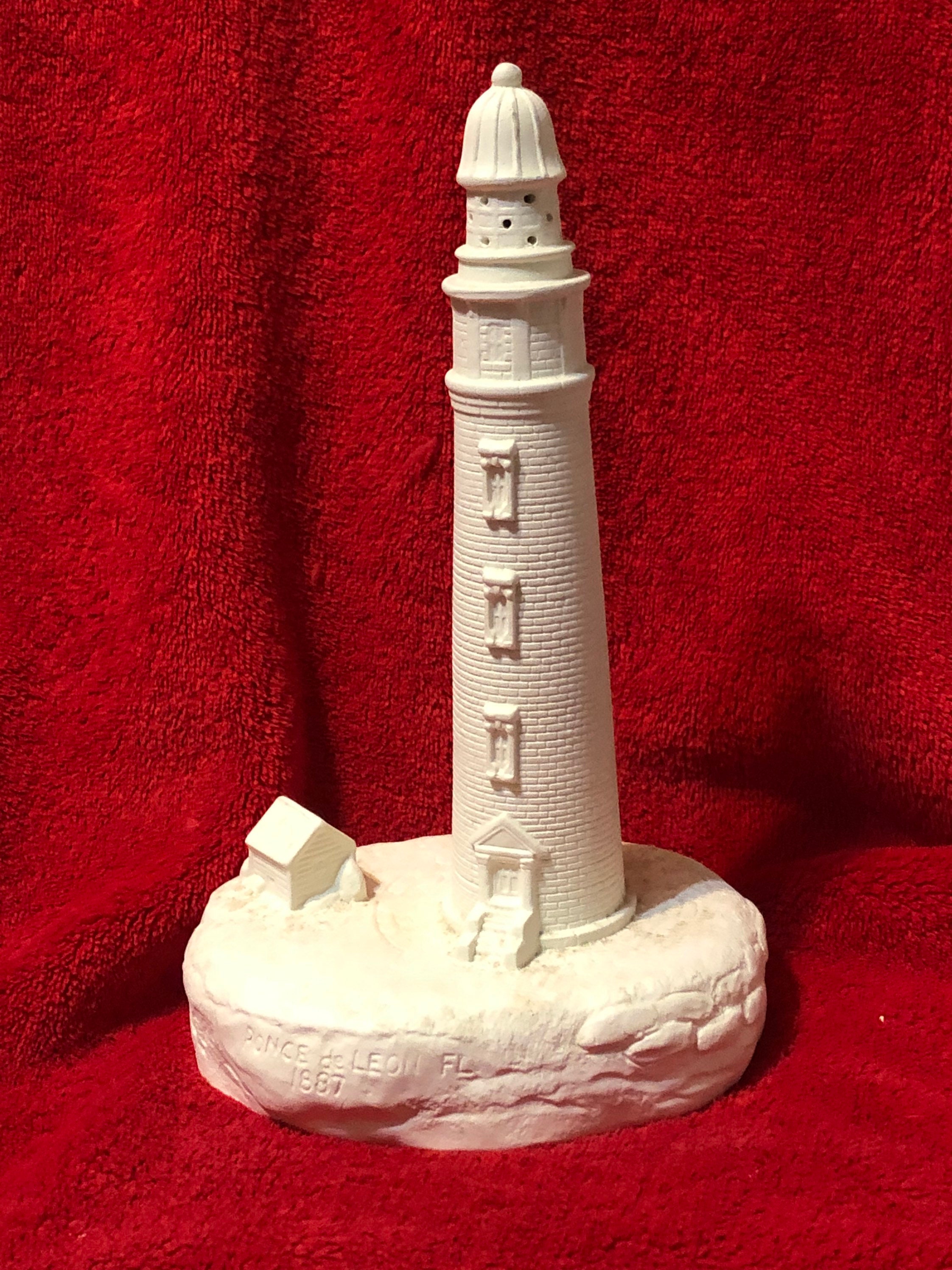 Ceramic Lighthouse with holes for tea light in bisque ready to paint by