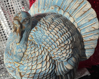 Handmade Glazed Ceramic Turkey Figurine - Thanksgiving Tabletop Centerpiece