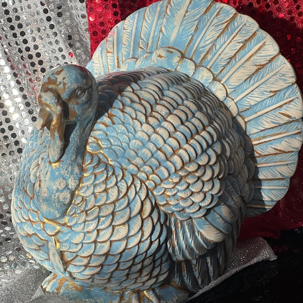 Handgemaakt geglazuurd keramisch beeldje van kalkoen - Thanksgiving tafelstuk middenstuk