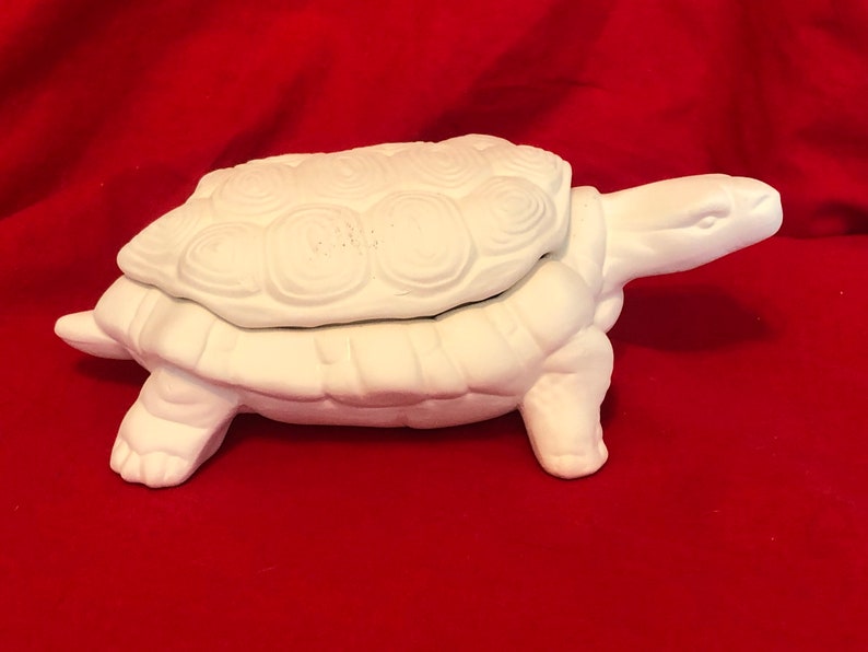 Handmade Ceramic Turtle Jewelry and Candy Dish Ceramic Bisque Turtle Trinket Dish Turtle Sculpture Whimsical Home Decor DIY Turtle image 1