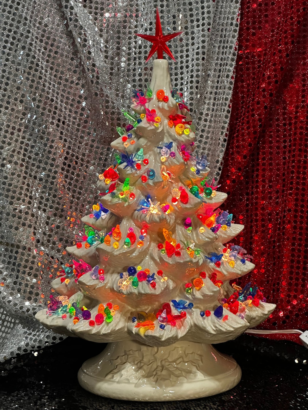 Handmade Ceramic Christmas Tree With Vintage Ornaments Galore - Etsy