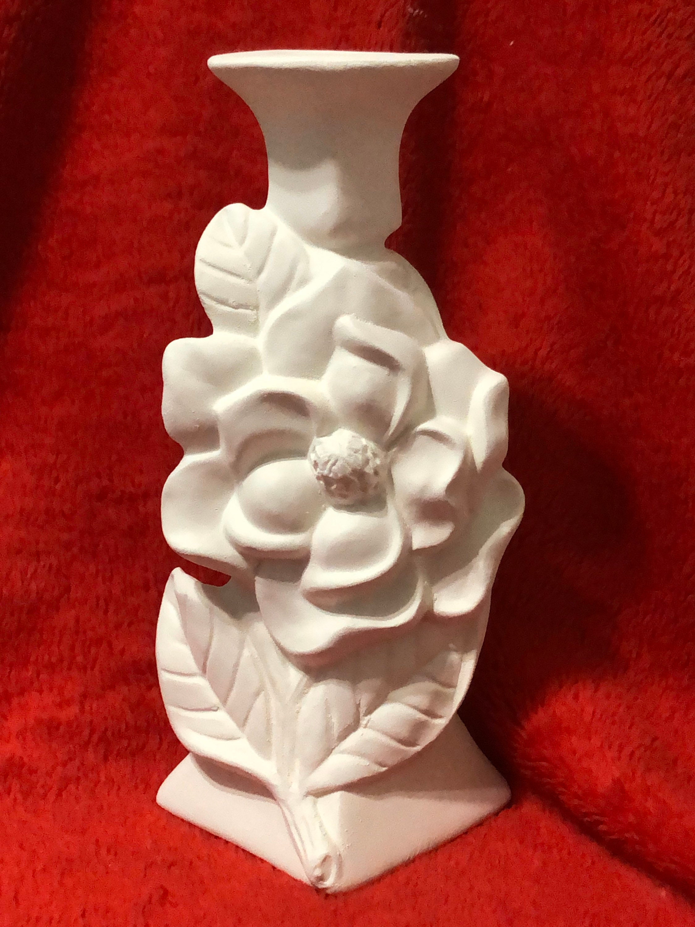 Very Rare Ceramic flower vase in ceramic bisque ready to paint