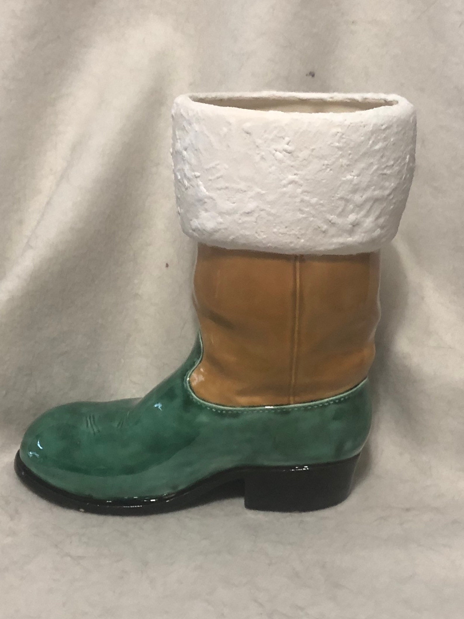 Glazed Ceramic Santa Boot Vase | Etsy