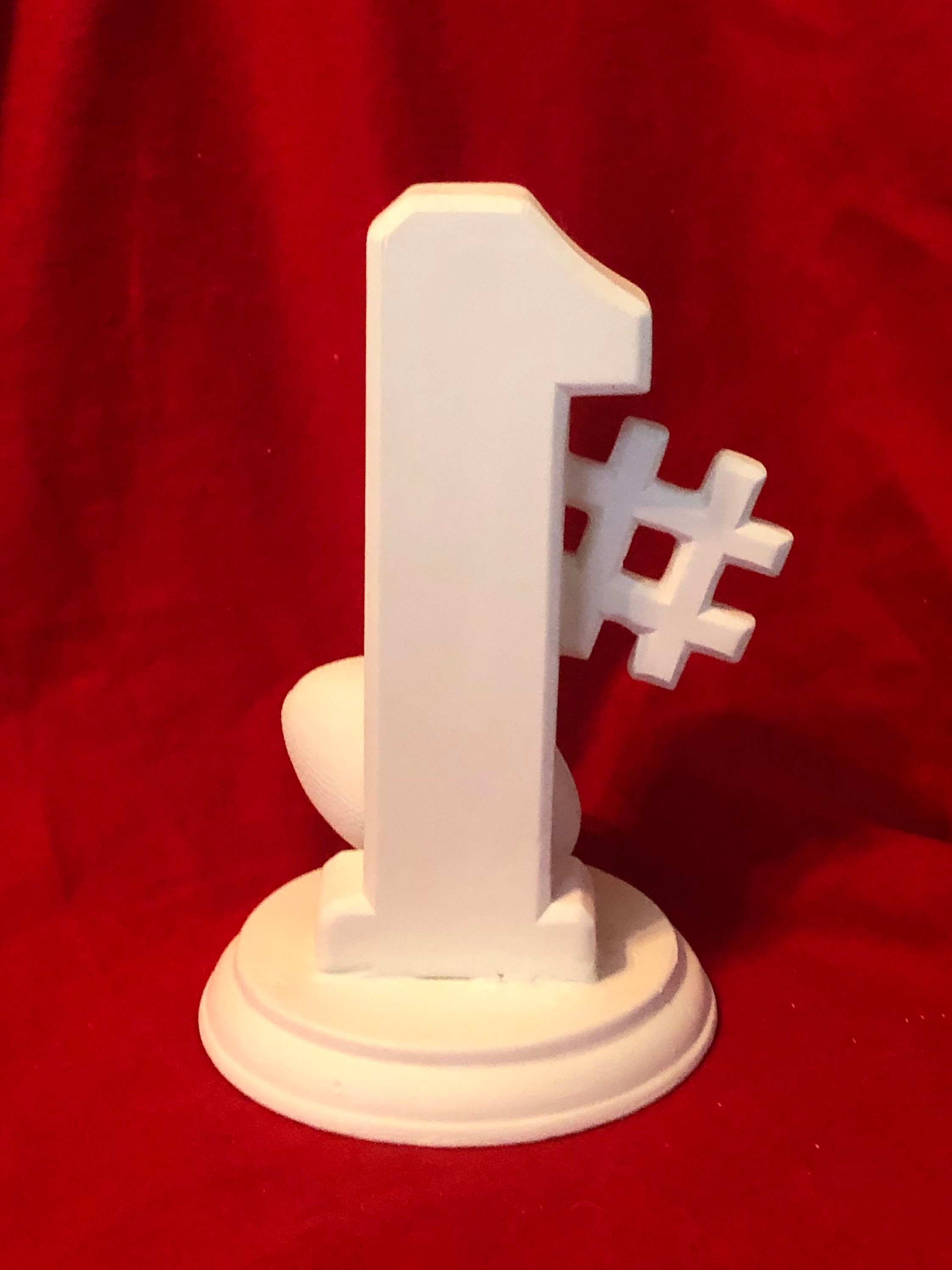 Number One Football Trophy in ceramic bisque ready to paint by