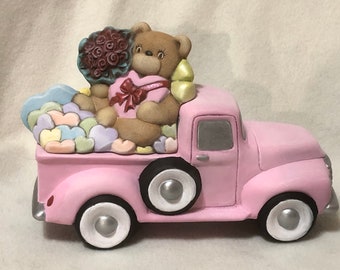 Ceramic Valentines Classic Pickup Truck Box