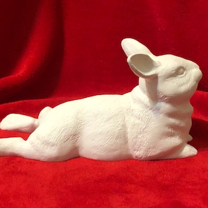 DIY Ceramic Bisque Rabbit Figurine - Ready-to-Paint Home Decor (5x9)