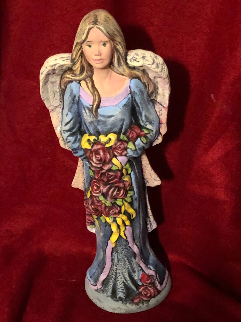 Dry Brushed Ceramic Angel with Roses using Mayco Softee Stains