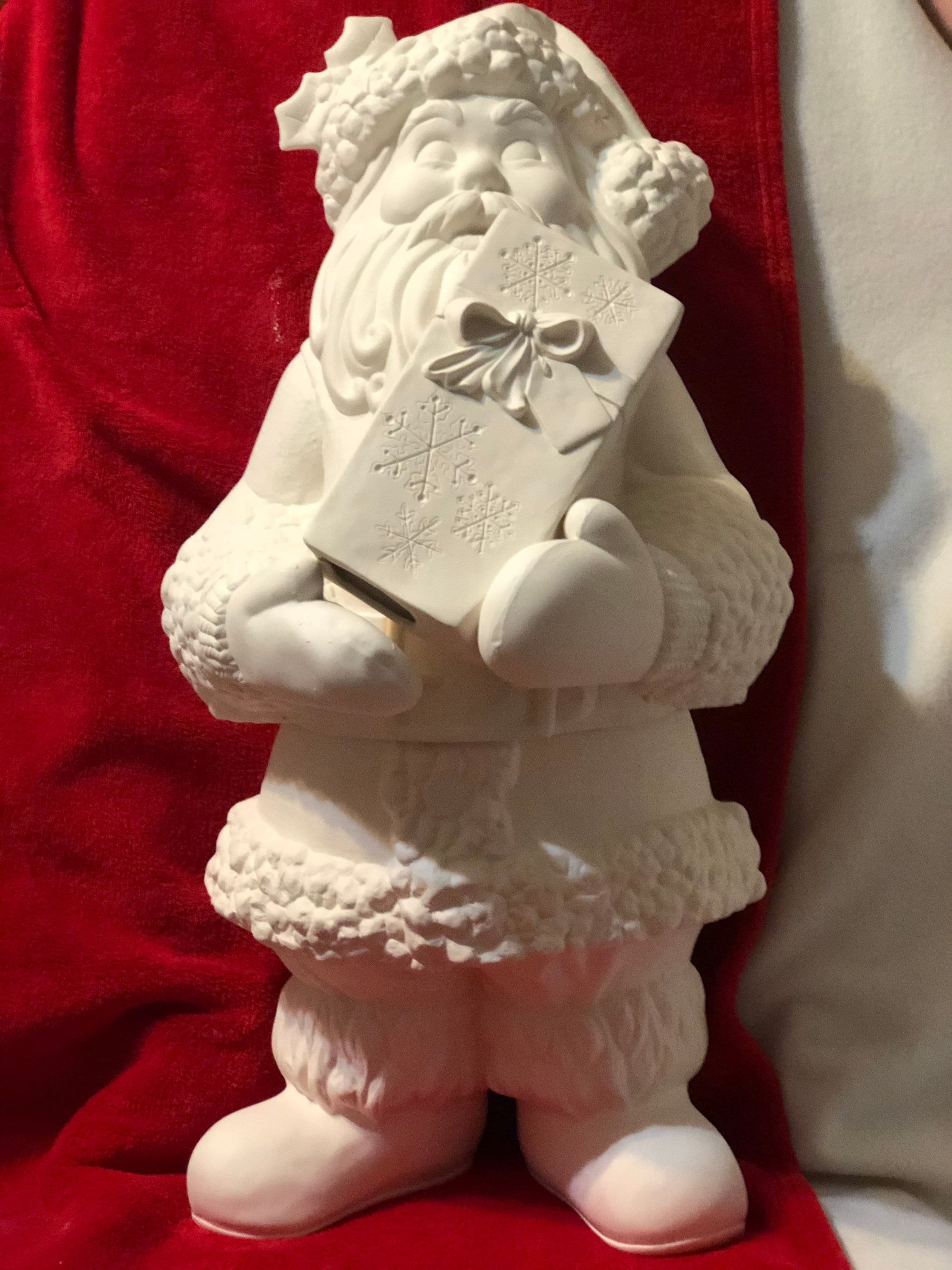 3 Piece Large Ceramic Santa in bisque ready to paint