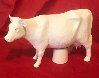 Ceramic female cow with stand in bisque ready to paint by jmdceramicsart