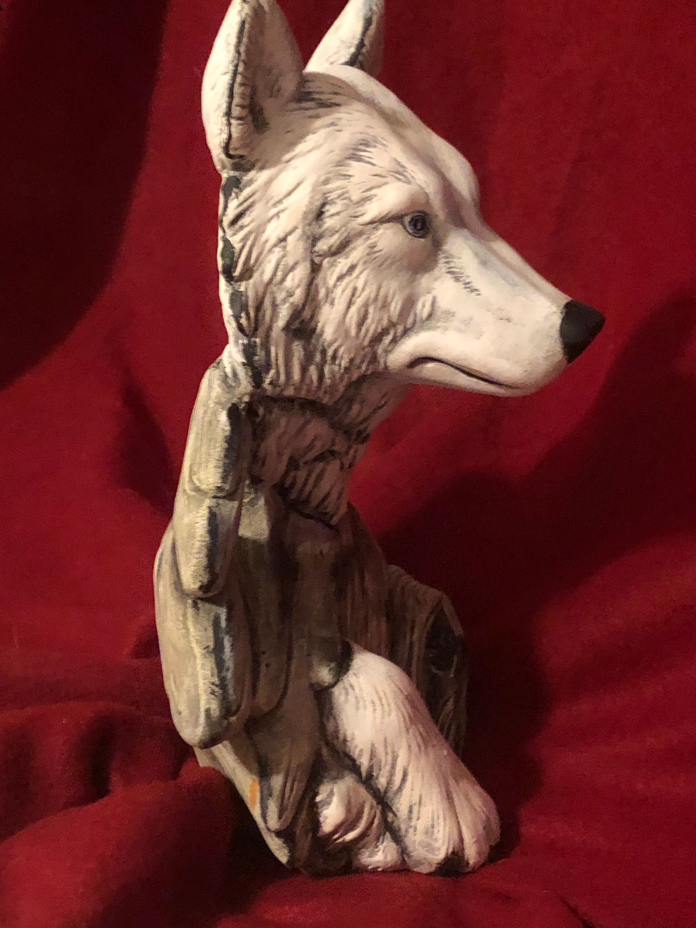 ceramic wolf statue