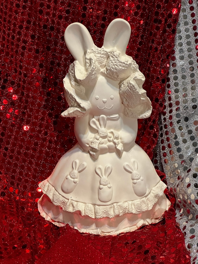 Ceramic Lace Dress Rabbit in Bisque Ready to Paint by Jmdceramicsart - Etsy