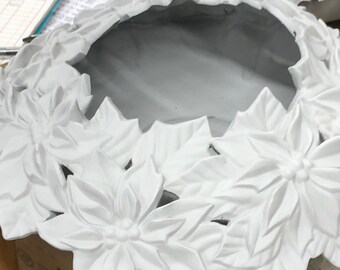 Ceramic Decorative Ornament Christmas Poinsettia Bowl in bisque ready to paint by jmdceramicsart bisque pic on way