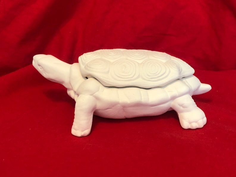 Handmade Ceramic Turtle Jewelry and Candy Dish Ceramic Bisque Turtle Trinket Dish Turtle Sculpture Whimsical Home Decor DIY Turtle image 2