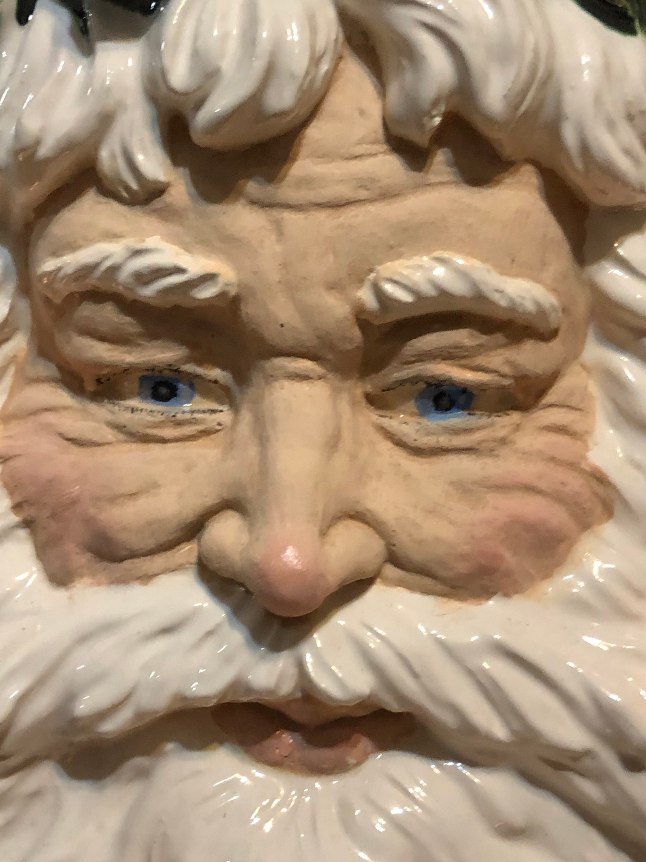 Ceramichromes Glazed Ceramic Santa Face Tree With Green and Etsy