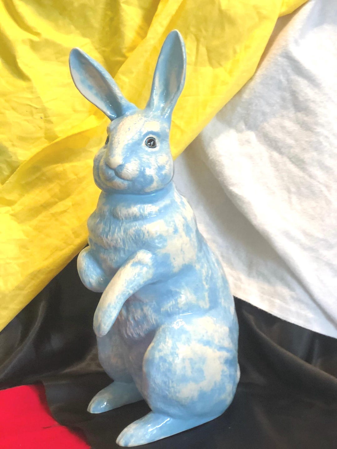 Handmade Ceramic Rabbit Sculpture: Blue Easter Home Decor - Etsy