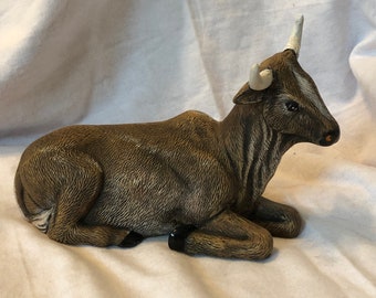 Ceramic Baby Bull dry brushed using Mayco Softee Stains by jmdceramicsart