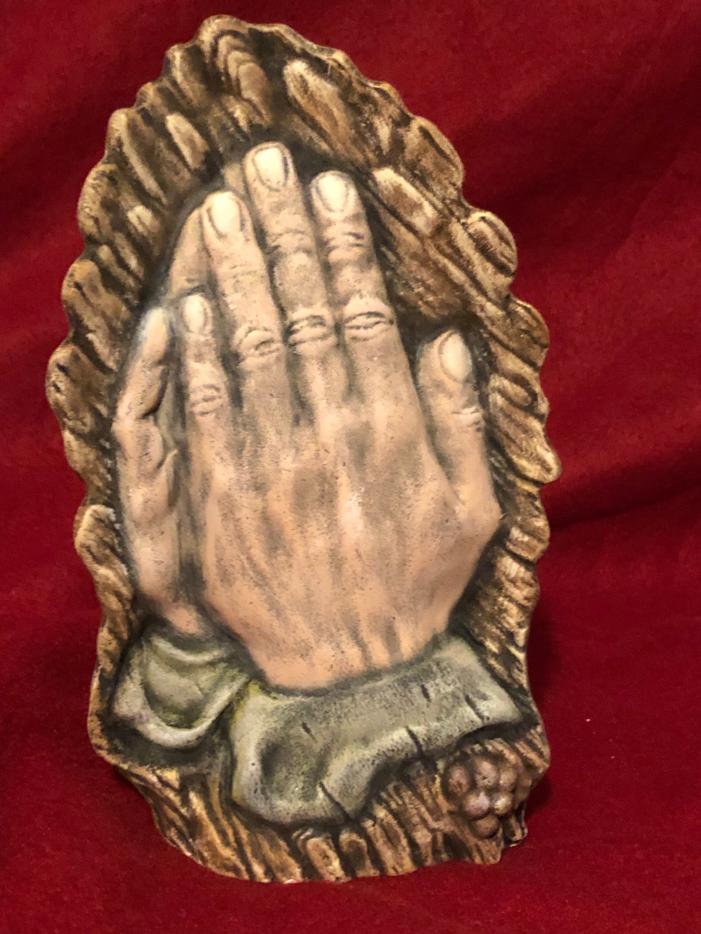 Dry Brushed Ceramic Praying Hands using Mayco Softee Stains