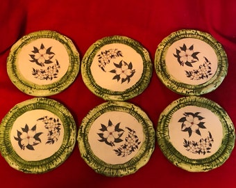 Set of 6 Ceramic Matte Glazed and dry brushed Coasters by jmdceramicsart