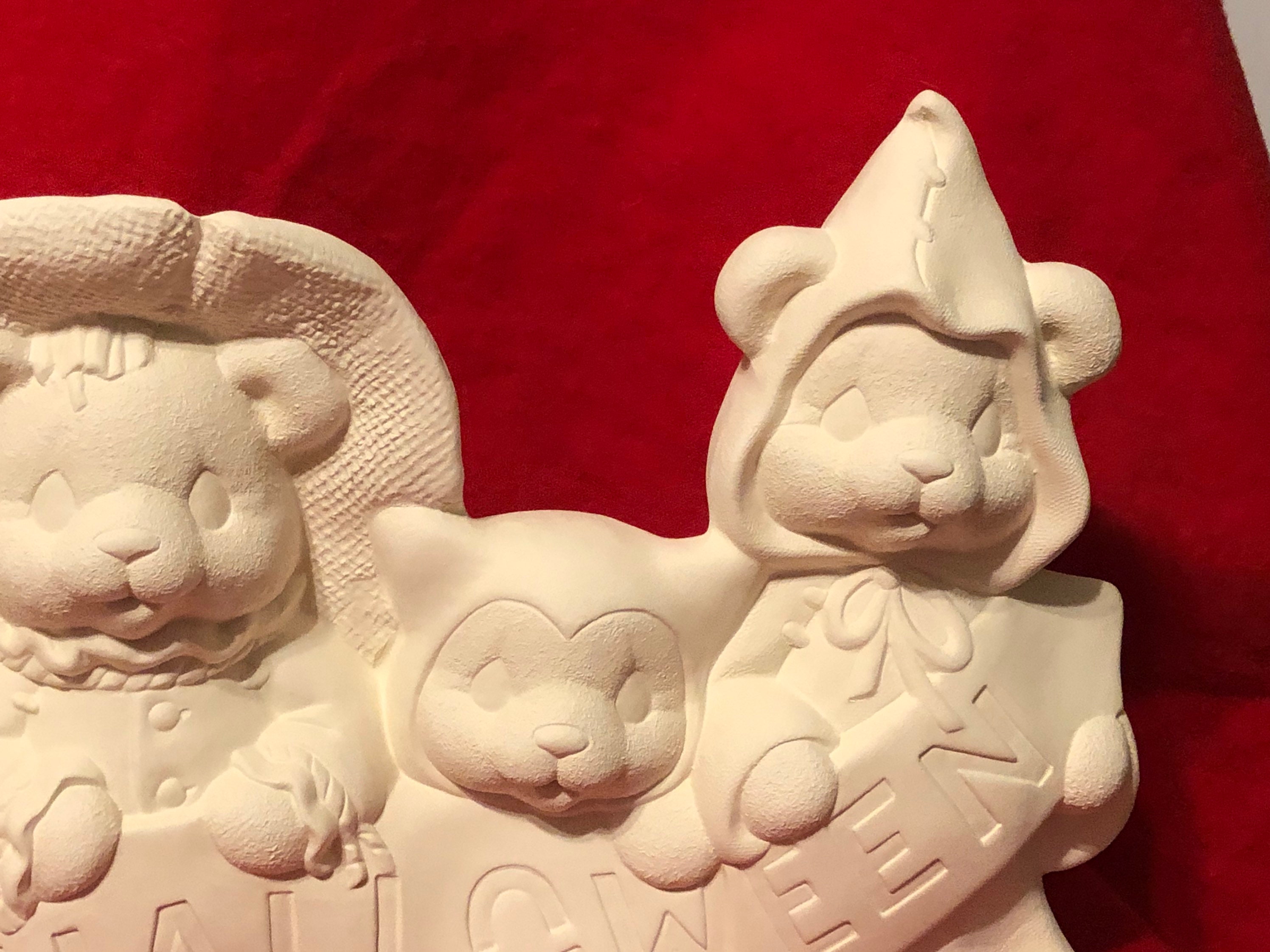 Clay Magics Happy Halloween Bears in ceramic bisque ready to paint by