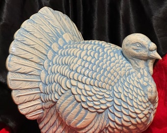 Sky Blue Ceramic Turkey Figurine - Thanksgiving Tabletop - Holiday Turkey Centerpiece - Quality Ceramics - Holiday Home Decor - Custom Gifts
